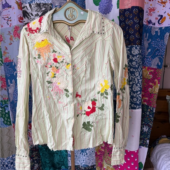 Johnny Was Workshop Studded Floral Button Down - Picture 1 of 6